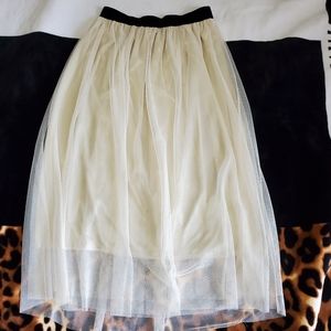 Tulle mesh midi skirt l Off white skirt
